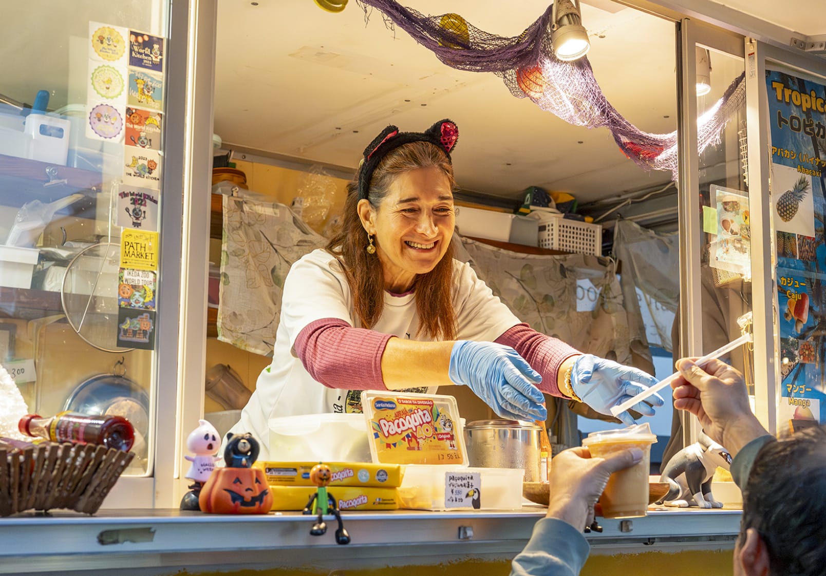 屋台でのふれあい